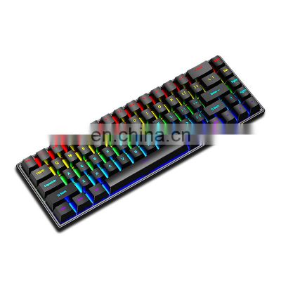 68 key 60% gamer computer laptop ergonomic rgb led backlight colored usb gaming accessories teclado gaming mechanical keyboard