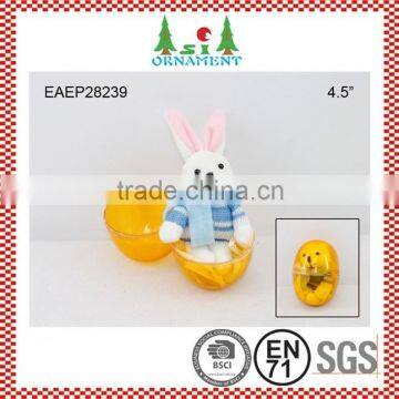Bunny hanging ornament in plastic easter egg container