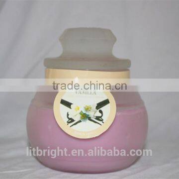 Pillar shape and paraffin wax material scented candles in glass jar