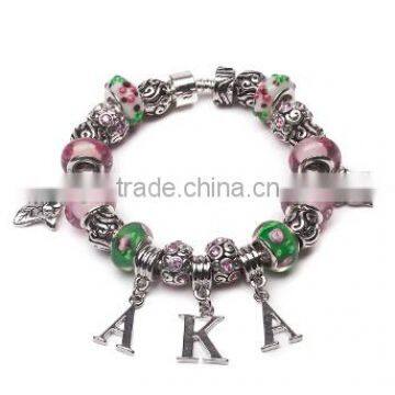 Alpha Kapp Alpha hot sellers alloy AKA bracelets beads sorority bracelets for girls and women Sorority PDI Charm Bracelet