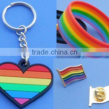 Rainbow Pride Heart Charm Gay Lesbian Pride Heart Shape Pendant Keychain