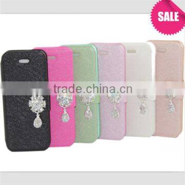 Diamond silk pattern & wallet leather case for samsung galaxy s4