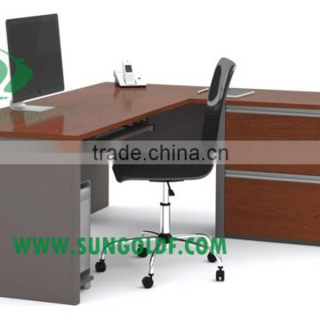 luxury executive office desk L Shape Gray Brown modern office desk