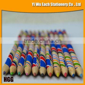 7'' 12 colors round shape wooden color pencil set,surface by heat transfer