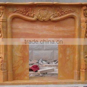 Shanxi Beige mable carved fireplace mantel