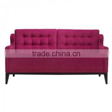 Rose red fabric wooden frame hotel sofa XY3305