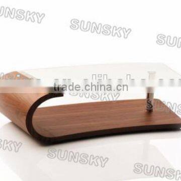 Bent Wood Modern MDF Glass Centre Table Cocktail Table 1475A photo-2