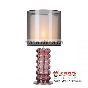 purple glass illumination lights table