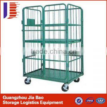 Four wheel Logistics Trolley 4 tier shelving unit For Warehouse / Cargo Cart