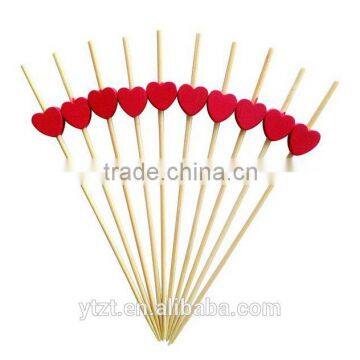 18cm Nature Color Party Cocktail Looped Heart Bamboo Skewer photo-4