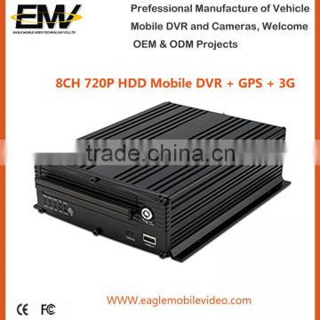 HD 8 Ch 720P AHD HDD Mobile DVR with 3G GPS G-Sensor