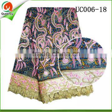 High Quality Veritable Wax Block Ankara Fabric With Embroidery Cord Lace African Prints Hollandaise Wax Fabric