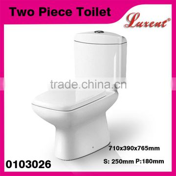 Wash down two piece ceramic toilet set, white color