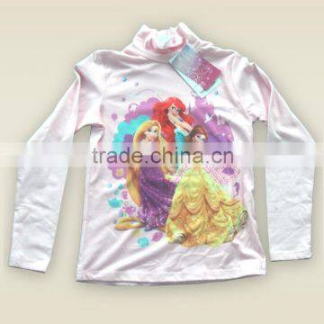 Cotton Roll-neck long sleeve girl T-short sublimation print OEM/ODM top brand