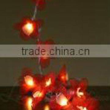 20 RED & WHITE Nylon Orchid Flower LED String Fairy Lights NEW Christmas Lantern