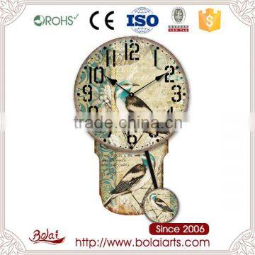 Elegant black and green bird design pendulum clocks for wall