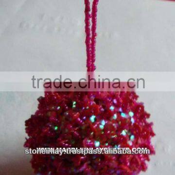 Zari Hand Embroidered Christmas Hanging Ball Shape Ornament