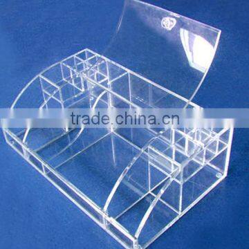 Acrylic Cosmetic Holder with hinged cover