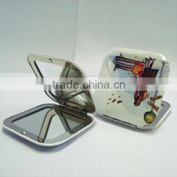 Printed Metal Pocket Mirror Square Cosmetic mirror/Make-up Mirror/Compact Mirror in Aluminium
