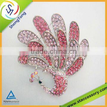 ew Design peacock Shape Costume Rhinestone Brooches Wholesale In Factory