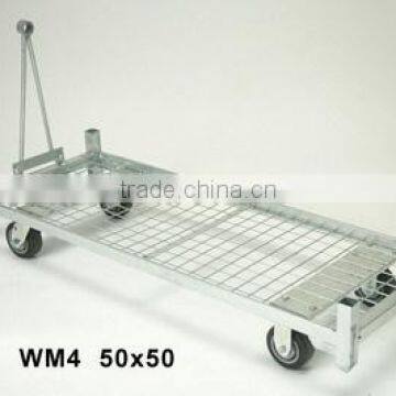 wire mesh trolley base with pull system, mobile trolley