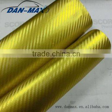 New Smart gold Chrome 3D carbon fiber paint protective car wrap