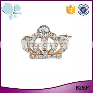 Fashion men's suits clothing accessories high quality diamond crown brooch pins                        
                                                                                Supplier's Choice