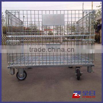 Mesh Wire Steel Pallet Storage Racks with casters