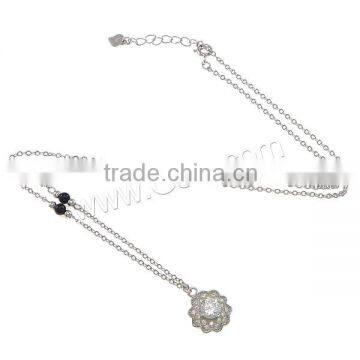 12x14.5x5mm 1.5mm Plated 925 Cubic Zircon Pave Sterling Silver Necklace