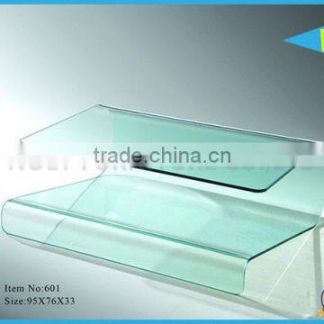 latest design home layers storage display rack modeling bent glass shoe goods rack