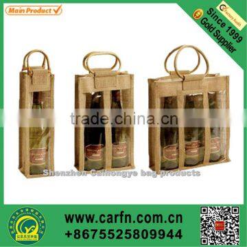 custom printed eco-friendly jute wine bag