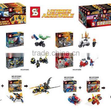 SY230 4pcs/lot superheroes batman superman War chariot plastic building block toys for kids