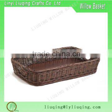 Factory wholesale Home decor Antique Wood and Wicker display Tray