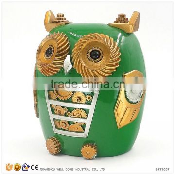 Resin Green Owl Money Saving Box for Kids