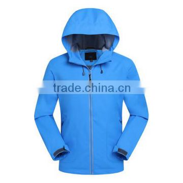 OEM men winter 10000mm waterproof blue hooded softshell jacket