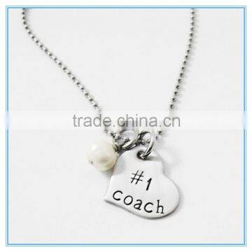 Coach Heart Stainless Steel Necklace with Pearl