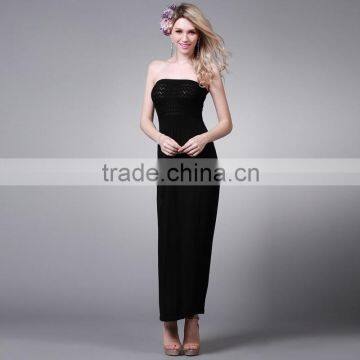 Modal Tube Quality Vetement Femme Dress For Ladies Dress Black With Wrinkle Y164