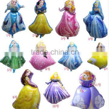 Bule Princess foil balloon cinderella mylar balloon high quality princess balloon helium ballon globes