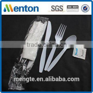 plastic tableware set with pepper and salt