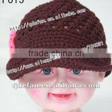 Wholesale 100% cotton crochet baby hats for sale baby summer hats children handmade knitted hats with flowers baby headgear