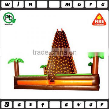 EN14960 inflatable rock climbing wall, volcano n jungle theme climbing