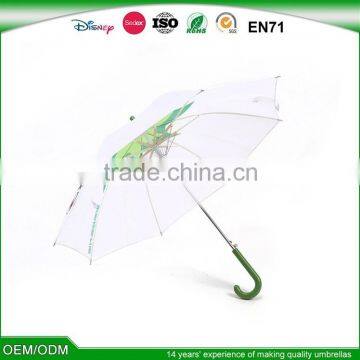 2016 high-grade digital printing white fiberglass kids straight umbrella