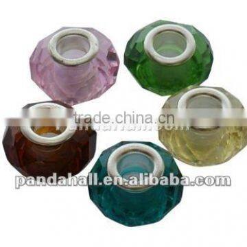 Glass European Big Hole Beads, Faceted, Mixed Color(GDA001)