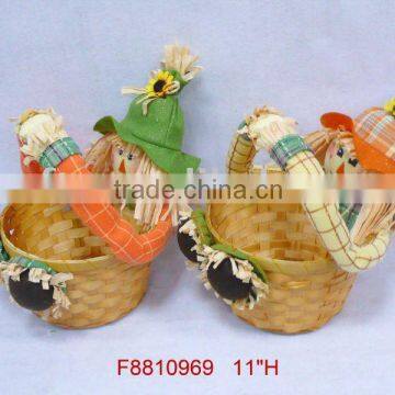 scarecrow basket,harvest decoration, scarecrow decorations