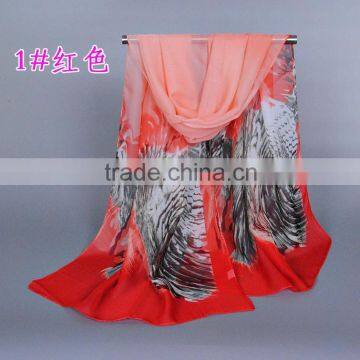 Multicolor printe wing chiffon silk Scarf Headband hot selling ladies gift pashmina beach shawls scarves