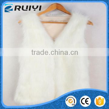 custom made white v- neck fur vest