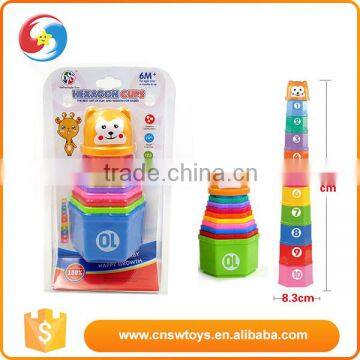 Lowest Price Customized Popular Plastic Rainbow Stacking Tower Cup Toy