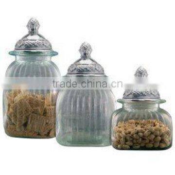 3pcs Pyrex Glass Vacuum Canister With aluminium lid