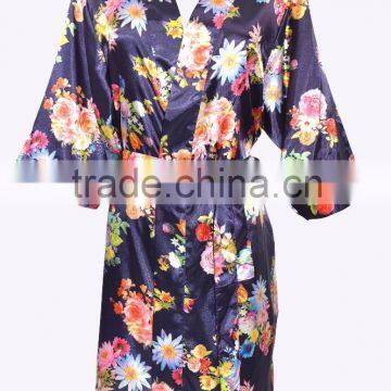 cheap customized Wedding Party Short Women Bridesmaid Floral Satin Robe