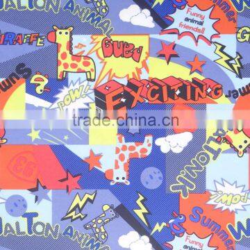 Cartoon 4 Way Stretch Lycra Spadex Giraffe Print Fabric photo-2